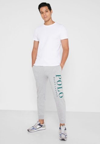 Pantalones deportivos grises con puños y logotipo de Ralph Lauren para hombre