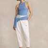 Pantalones deportivos Ralph Lauren de algodón y felpa color zanahoria para mujer, color blanco