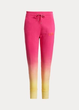 Pantalones deportivos Ralph Lauren de felpa francesa teñida en rosa, naranja y amarillo para mujer Pantalones deportivos Ralph Lauren de felpa francesa teñida en rosa, naranja y amarillo para mujer