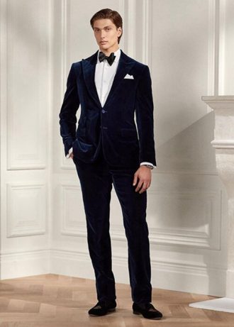 Pantalones formales de terciopelo Ralph Lauren Gregory para hombre en azul marino