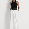 Pantalones plisados de georgette Ralph Lauren para mujer en color blanco Pantalones plisados de georgette Ralph Lauren para mujer en color blanco