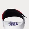 Pantuflas de moto de cuero con bloques de color Ralph Lauren para hombre, blancas y rojas