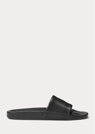 Pantuflas de piel de poni con la firma de Ralph Lauren para hombre, color negro