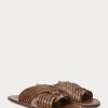 Pantuflas de piel trenzada Ralph Lauren para hombre en color marrón oscuro