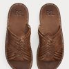 Pantuflas de piel trenzada Ralph Lauren para hombre en color marrón oscuro