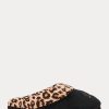 Pantuflas negras con logo de leopardo de Ralph Lauren para mujer Pantuflas negras con logo de leopardo de Ralph Lauren para mujer