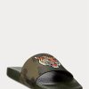 Pantuflas Ralph Lauren de piel con estampado de tigre y camuflaje para hombre en color oliva