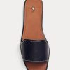 Pantuflas Ralph Lauren de piel vachetta para mujer, color negro Pantuflas Ralph Lauren de piel vachetta para mujer, color negro