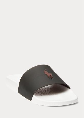 Pantuflas termocromáticas Ralph Lauren Signature Pony para hombre, color negro y amarillo