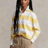 Polo de rugby Ralph Lauren de jersey corto a rayas amarillo/blanco para mujer Polo de rugby Ralph Lauren de jersey corto a rayas amarillo/blanco para mujer