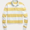 Polo de rugby Ralph Lauren de jersey corto a rayas amarillo/blanco para mujer Polo de rugby Ralph Lauren de jersey corto a rayas amarillo/blanco para mujer