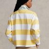 Polo de rugby Ralph Lauren de jersey corto a rayas amarillo/blanco para mujer Polo de rugby Ralph Lauren de jersey corto a rayas amarillo/blanco para mujer