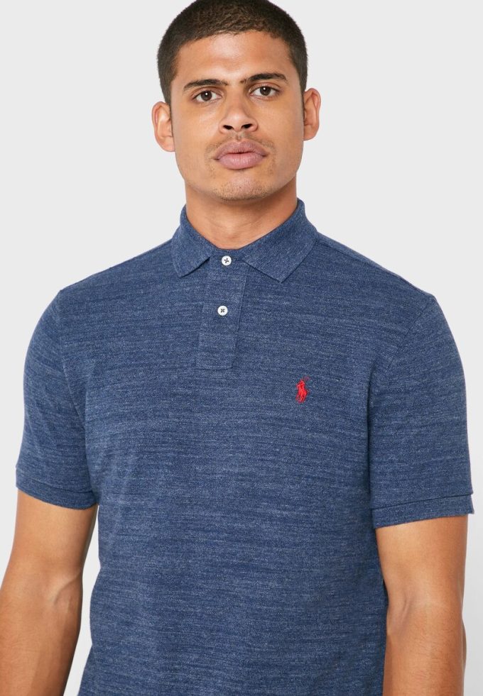 Polos básicos de malla Ralph Lauren azules para hombre Polos básicos de malla Ralph Lauren azules para hombre