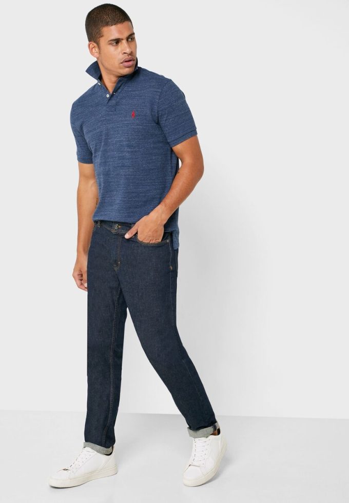 Polos básicos de malla Ralph Lauren azules para hombre Polos básicos de malla Ralph Lauren azules para hombre