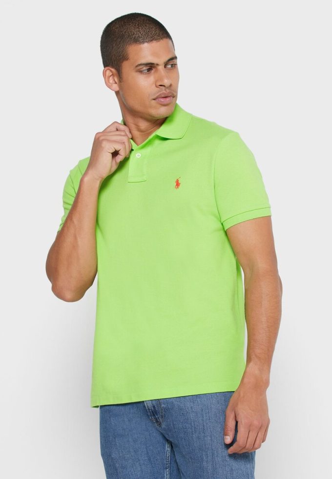 Polos básicos de malla Ralph Lauren verdes para hombre Polos básicos de malla Ralph Lauren verdes para hombre