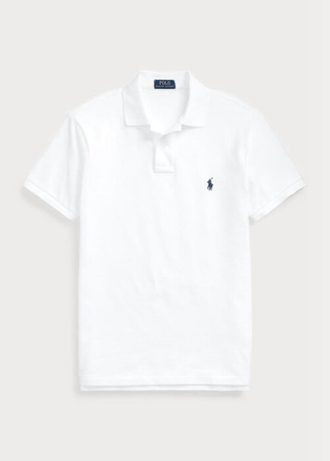 Polos de malla blancos de Ralph Lauren para hombre, corte entallado