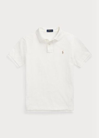Polos de malla blancos Ralph Lauren de corte entallado para hombre