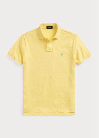 Polos de malla entallados personalizados Ralph Lauren amarillos para hombre