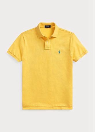 Polos de malla entallados personalizados Ralph Lauren amarillos para hombre