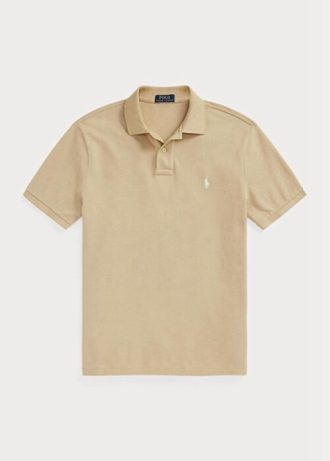 Polos de malla entallados personalizados Ralph Lauren beige para hombre