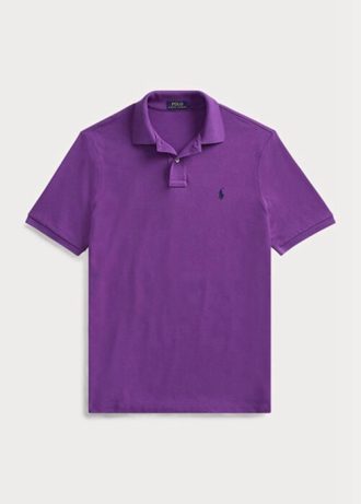Polos de malla entallados personalizados Ralph Lauren morados para hombre