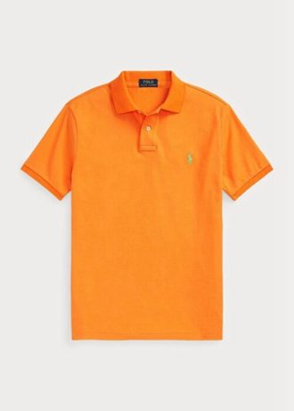 Polos de malla entallados personalizados Ralph Lauren para hombre en color naranja