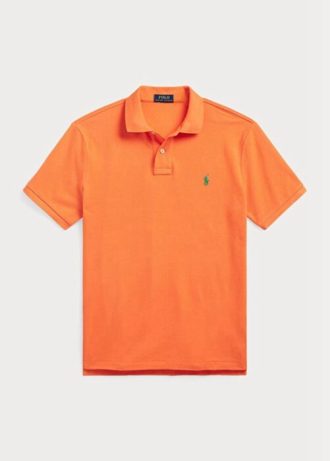 Polos de malla entallados personalizados Ralph Lauren para hombre en color naranja