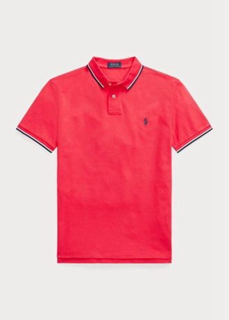 Polos de malla entallados personalizados Ralph Lauren para hombre en color rojo