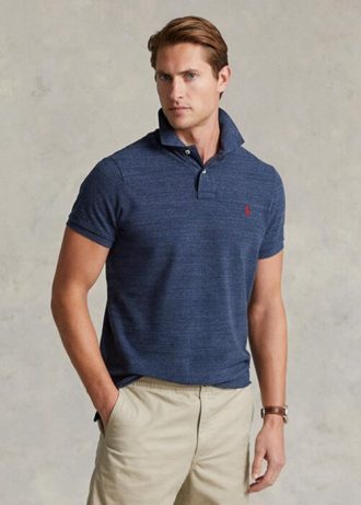 Polos de malla entallados Ralph Lauren azules para hombre