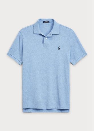 Polos de malla entallados Ralph Lauren azules para hombre