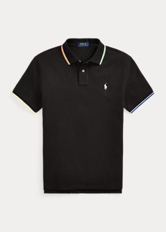 Polos de malla Ralph Lauren de corte clásico para hombre, color negro Polos de malla Ralph Lauren de corte clásico para hombre, color negro