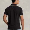 Polos de malla Ralph Lauren de corte clásico para hombre, color negro Polos de malla Ralph Lauren de corte clásico para hombre, color negro