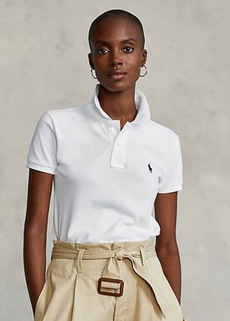 Polos de malla Ralph Lauren de corte clásico para mujer, color blanco
