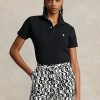 Polos de malla Ralph Lauren de corte clásico para mujer, color negro Polos de malla Ralph Lauren de corte clásico para mujer, color negro
