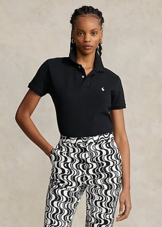 Polos de malla Ralph Lauren de corte clásico para mujer, color negro
