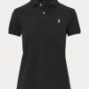 Polos de malla Ralph Lauren de corte clásico para mujer, color negro Polos de malla Ralph Lauren de corte clásico para mujer, color negro