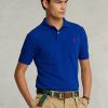 Polos de malla Ralph Lauren de corte entallado personalizados para hombre en azul