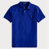 Polos de malla Ralph Lauren de corte entallado personalizados para hombre en azul