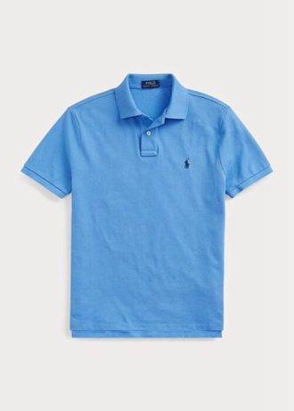 Polos de malla Ralph Lauren de corte entallado personalizados para hombre en azul