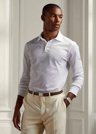 Polos de piqué Ralph Lauren blancos de corte entallado para hombre