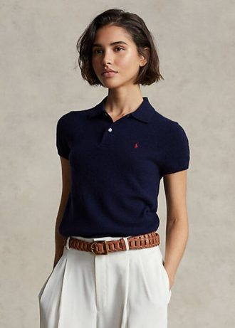 Polos negros de cachemira Ralph Lauren de corte entallado para mujer