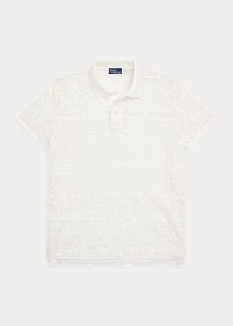 Polos Ralph Lauren con encaje geométrico para mujer en color crema