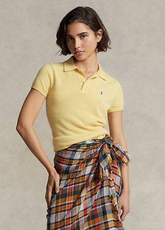 Polos Ralph Lauren de cachemira entallados amarillos para mujer