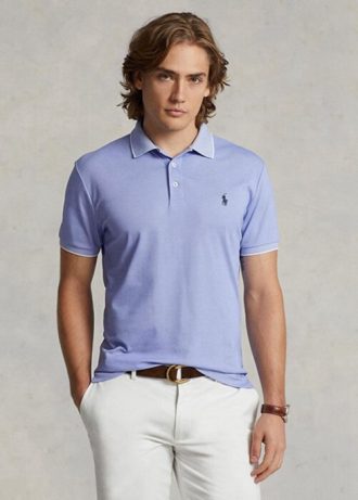 Polos Ralph Lauren de corte entallado con diseño de ojo de pájaro en azul para hombre Polos Ralph Lauren de corte entallado con diseño de ojo de pájaro en azul para hombre