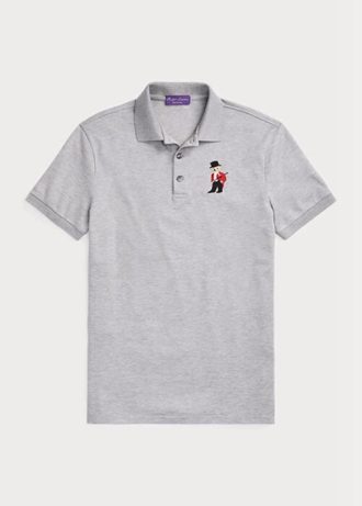 Polos Ralph Lauren de corte entallado con diseño de oso en gris para hombre
