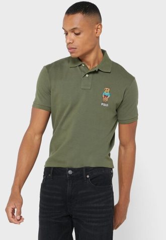 Polos Ralph Lauren de corte entallado personalizados para hombre, color verde