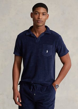 Polos Ralph Lauren de felpa entallados y personalizados para hombre en color azul marino