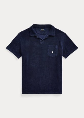 Polos Ralph Lauren de felpa entallados y personalizados para hombre en color azul marino