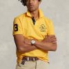 Polos Ralph Lauren de malla con escudo y corte clásico amarillo para hombre Polos Ralph Lauren de malla con escudo y corte clásico amarillo para hombre