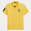 Polos Ralph Lauren de malla con escudo y corte clásico amarillo para hombre Polos Ralph Lauren de malla con escudo y corte clásico amarillo para hombre